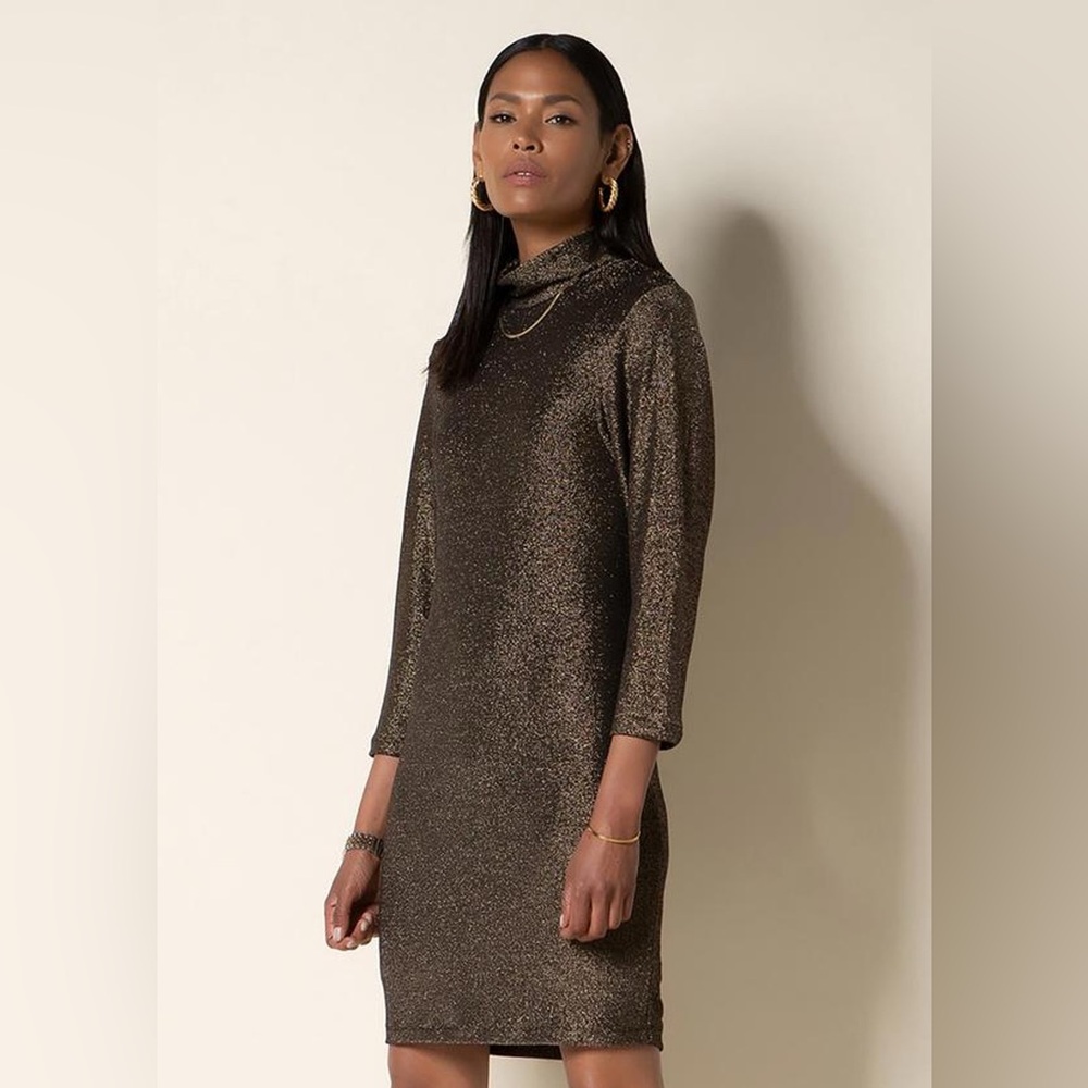 Shimmering Gold Long Sleeve Dress